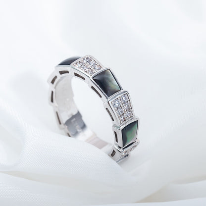 [Windsor Jewelry]SERPENTI RING SILVER DIAMOND BLACK MOP 4MM