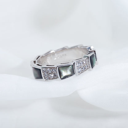 [Windsor Jewelry]SERPENTI RING SILVER DIAMOND BLACK MOP 4MM