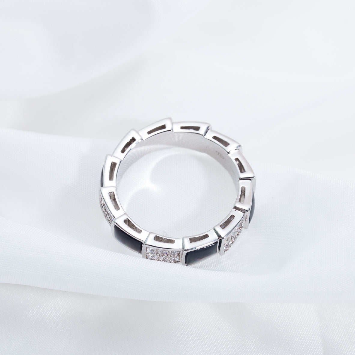 [Windsor Jewelry]SERPENTI RING SILVER DIAMOND BLACK MOP 4MM