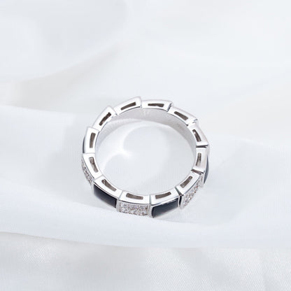 [Windsor Jewelry]SERPENTI RING SILVER DIAMOND BLACK MOP 4MM
