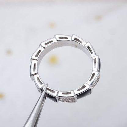 [Windsor Jewelry]SERPENTI RING SILVER DIAMOND BLACK MOP 4MM