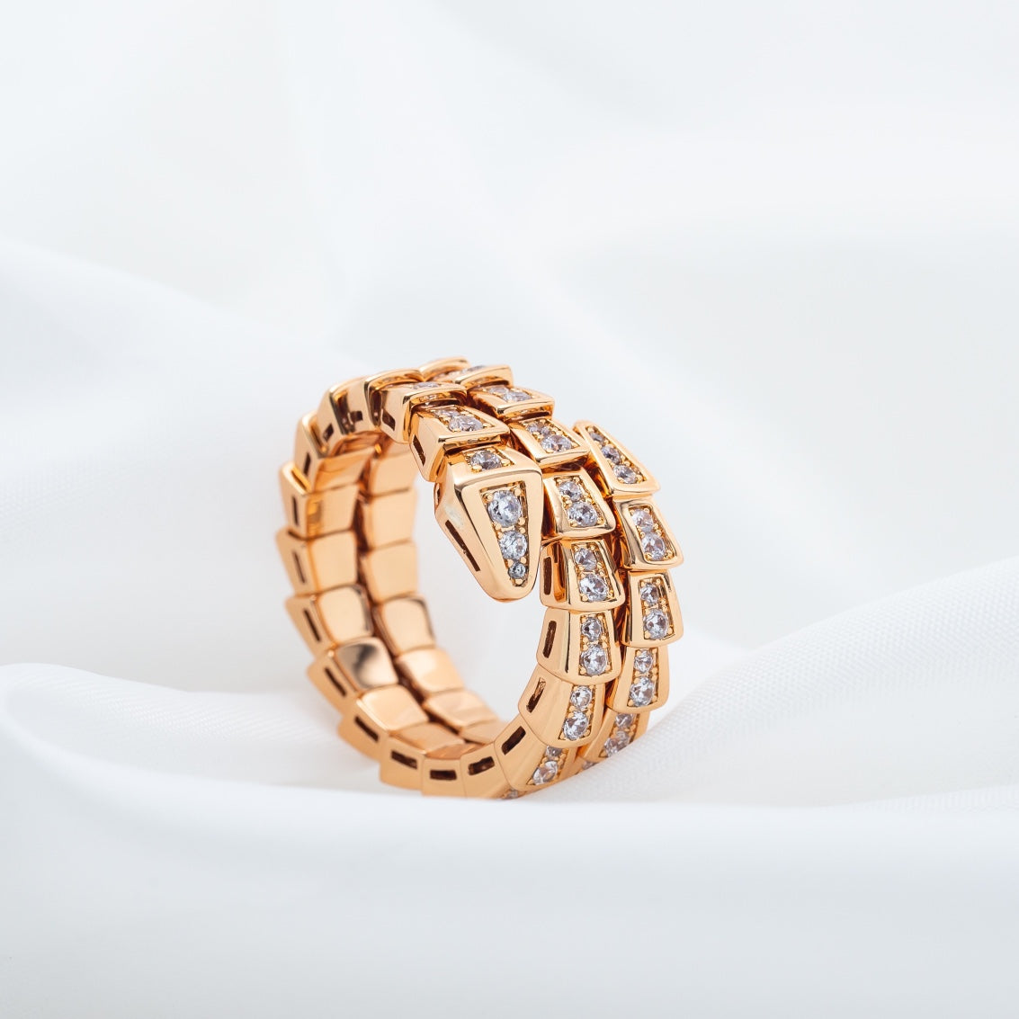 [Windsor Jewelry]SERPENTI RING PINK GOLD DIAMOND DOUBLE ROW
