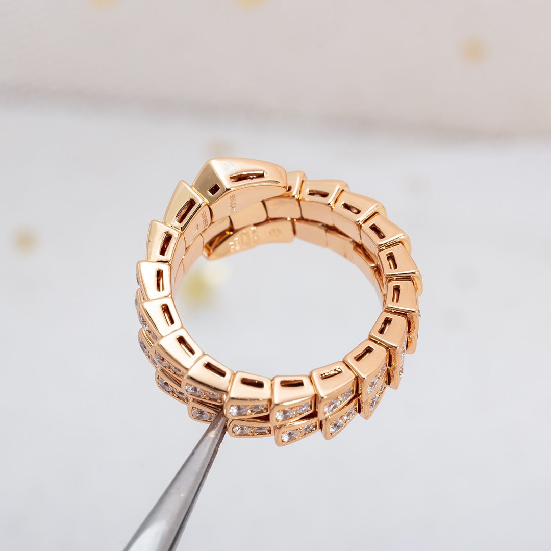 [Windsor Jewelry]SERPENTI RING PINK GOLD DIAMOND DOUBLE ROW