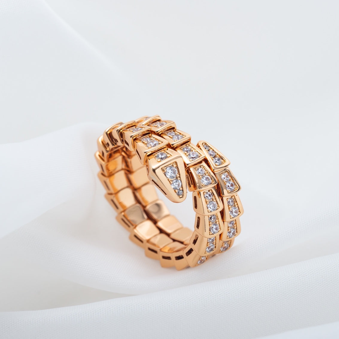 [Windsor Jewelry]SERPENTI RING PINK GOLD DIAMOND DOUBLE ROW