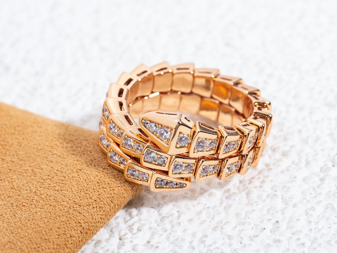 [Windsor Jewelry]SERPENTI RING PINK GOLD DIAMOND DOUBLE ROW