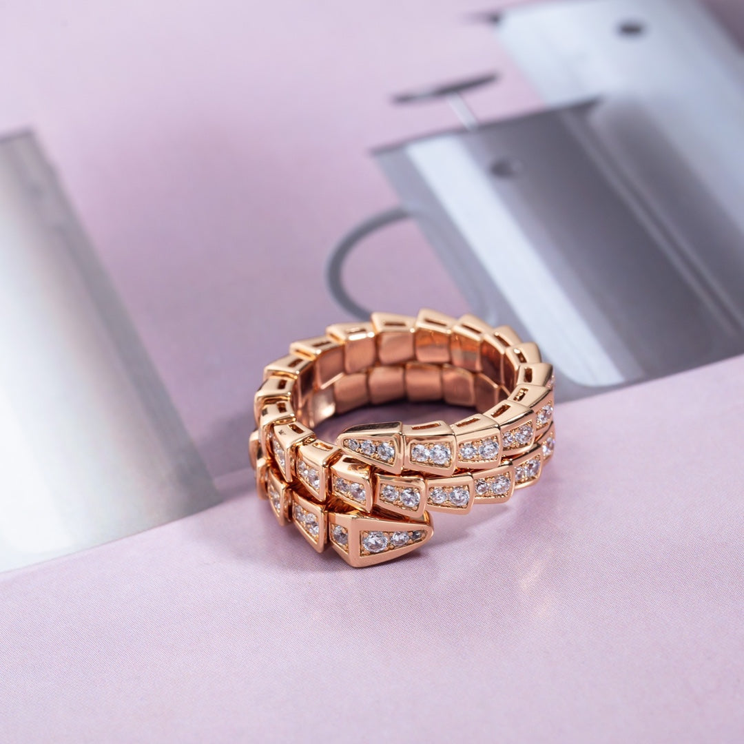 [Windsor Jewelry]SERPENTI RING PINK GOLD DIAMOND DOUBLE ROW