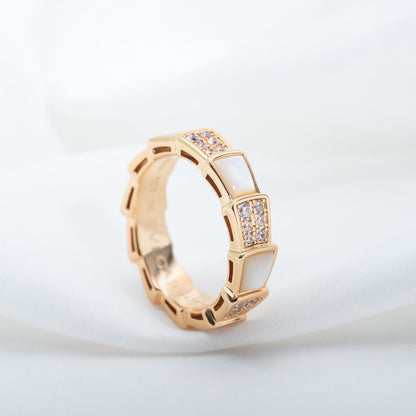 [Windsor Jewelry]SERPENTI RING PINK GOLD MOP DIAMOND PAVED 4MM
