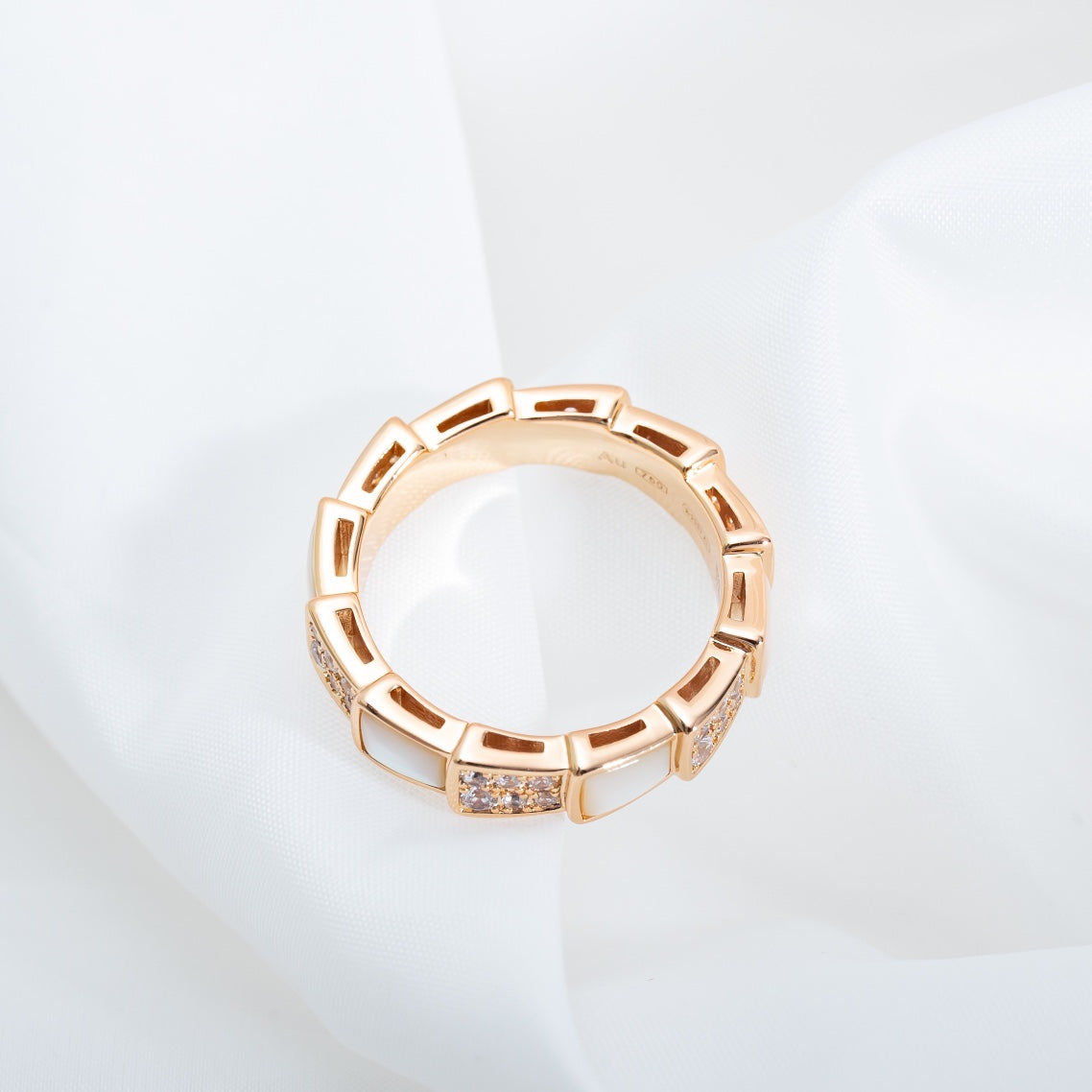 [Windsor Jewelry]SERPENTI RING PINK GOLD MOP DIAMOND PAVED 4MM