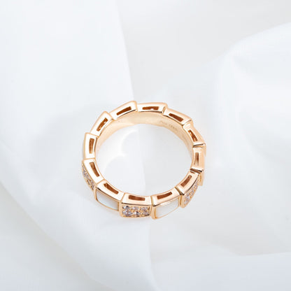 [Windsor Jewelry]SERPENTI RING PINK GOLD MOP DIAMOND PAVED 4MM