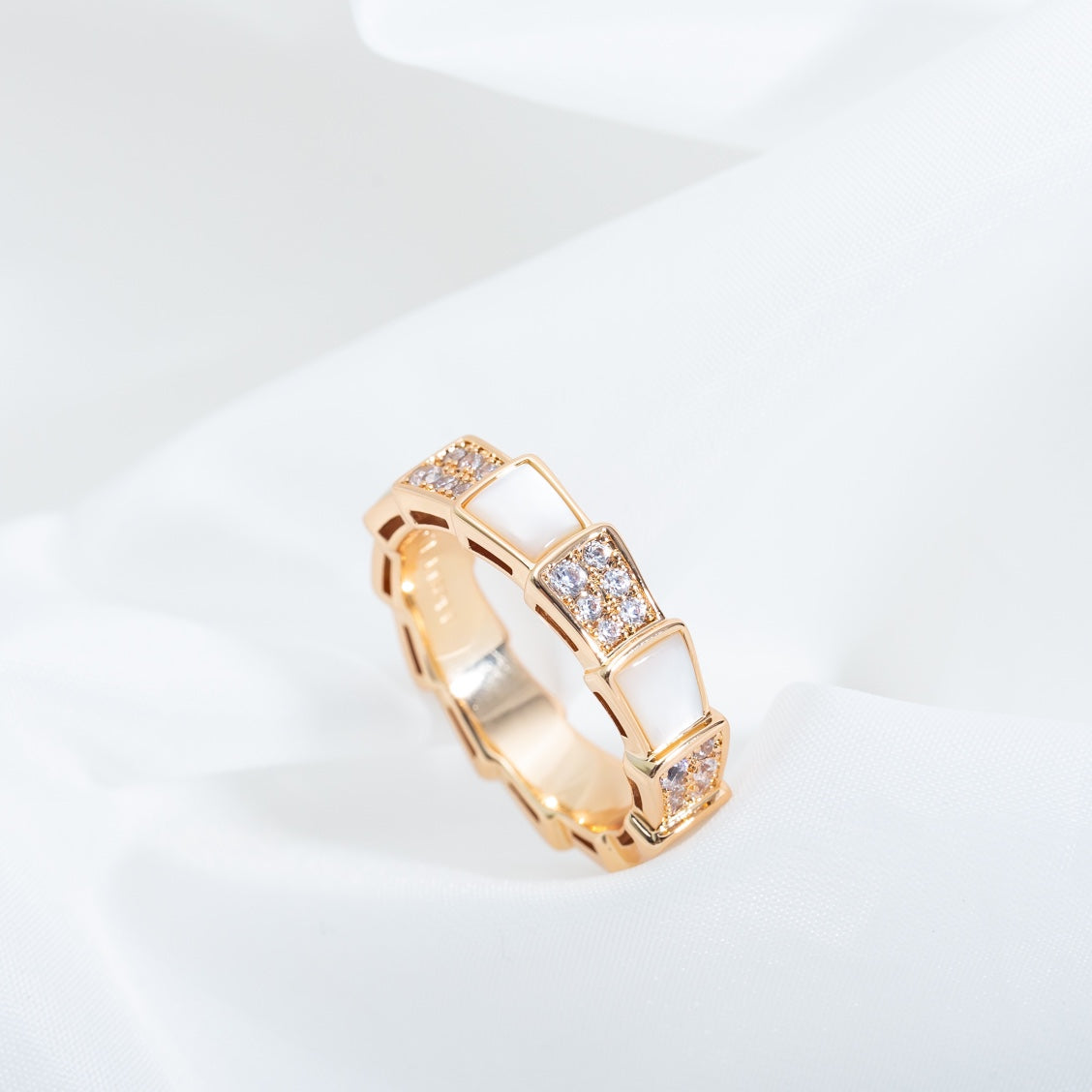 [Windsor Jewelry]SERPENTI RING PINK GOLD MOP DIAMOND PAVED 4MM