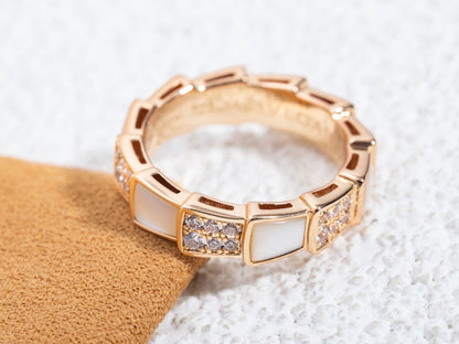 [Windsor Jewelry]SERPENTI RING PINK GOLD MOP DIAMOND PAVED 4MM