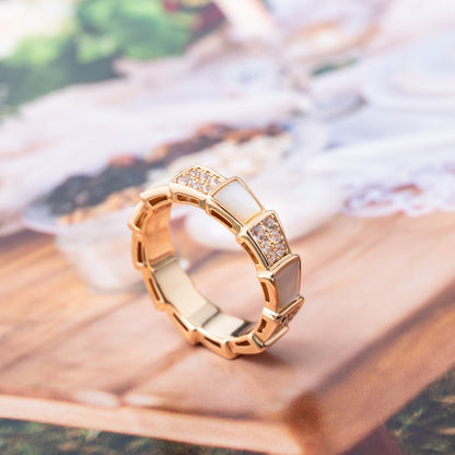 [Windsor Jewelry]SERPENTI RING PINK GOLD MOP DIAMOND PAVED 4MM
