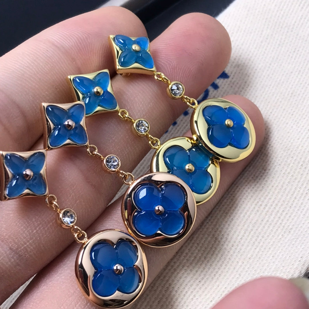 [Windsor Jewelry]STAR AND SUN AGATE DIAMOND EARRINGS