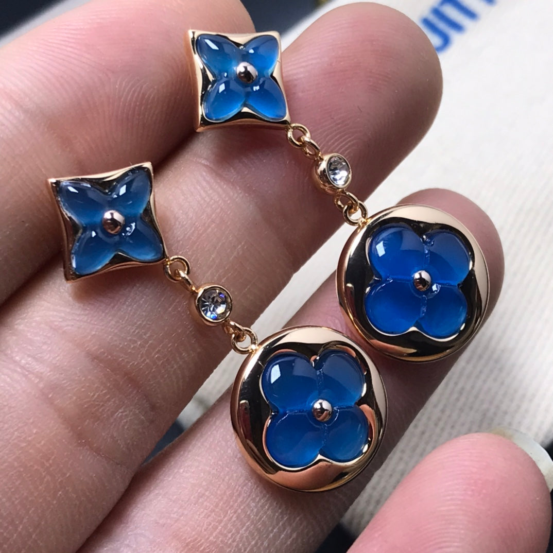 [Windsor Jewelry]STAR AND SUN AGATE DIAMOND EARRINGS