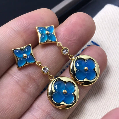 [Windsor Jewelry]STAR AND SUN AGATE DIAMOND EARRINGS