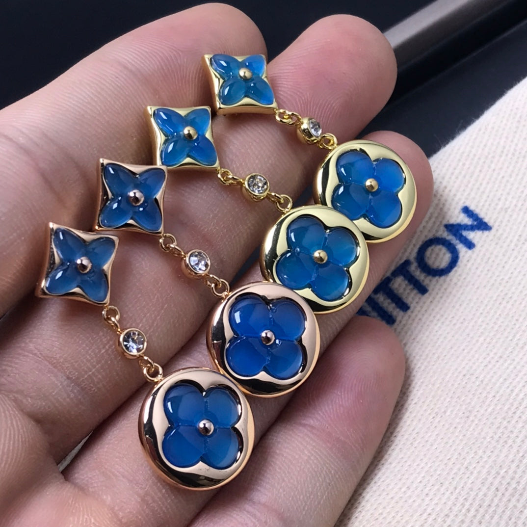 [Windsor Jewelry]STAR AND SUN AGATE DIAMOND EARRINGS