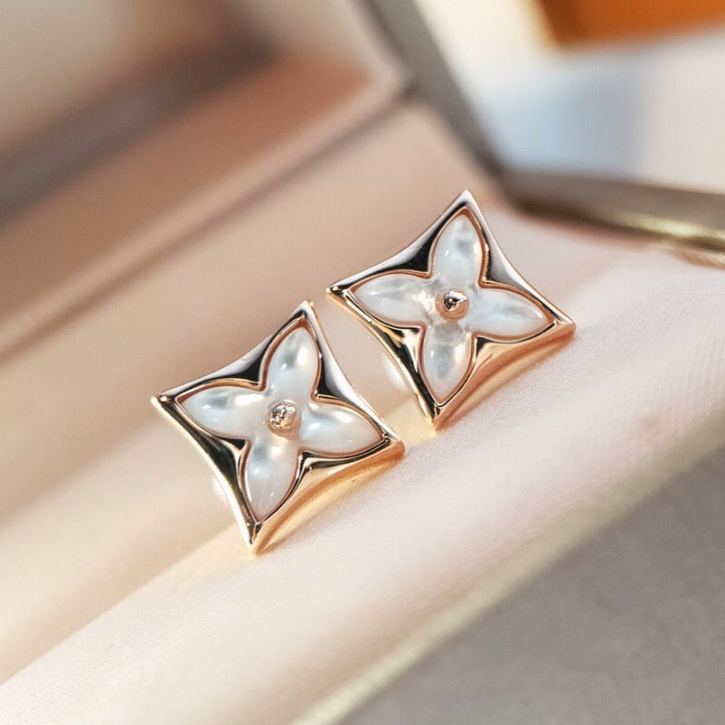 [Windsor Jewelry]STAR MOP PINK GOLD EARRINGS