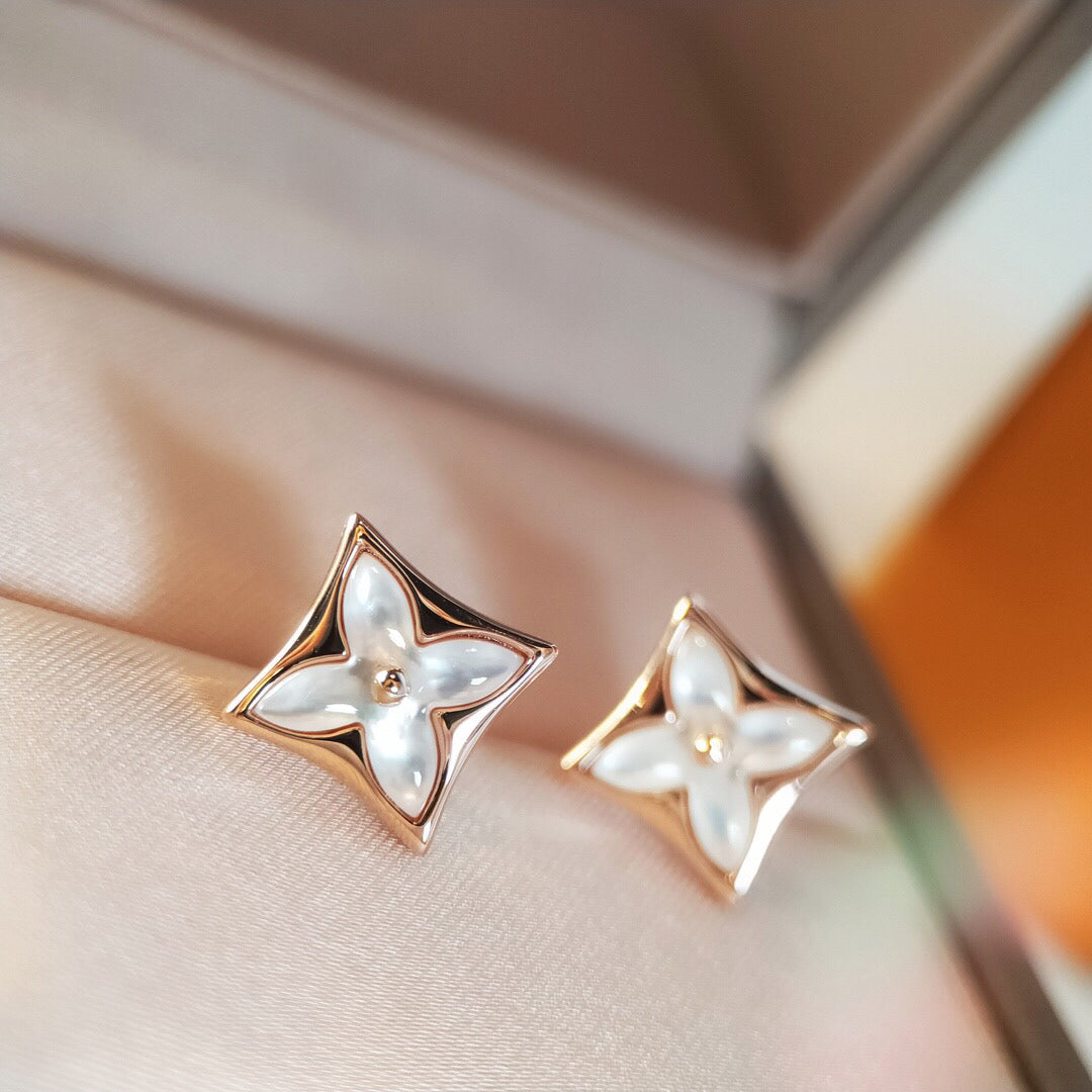 [Windsor Jewelry]STAR MOP PINK GOLD EARRINGS