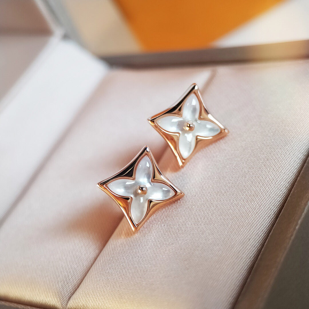 [Windsor Jewelry]STAR MOP PINK GOLD EARRINGS