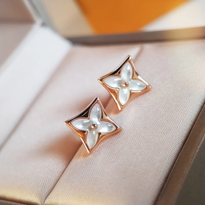 [Windsor Jewelry]STAR MOP PINK GOLD EARRINGS