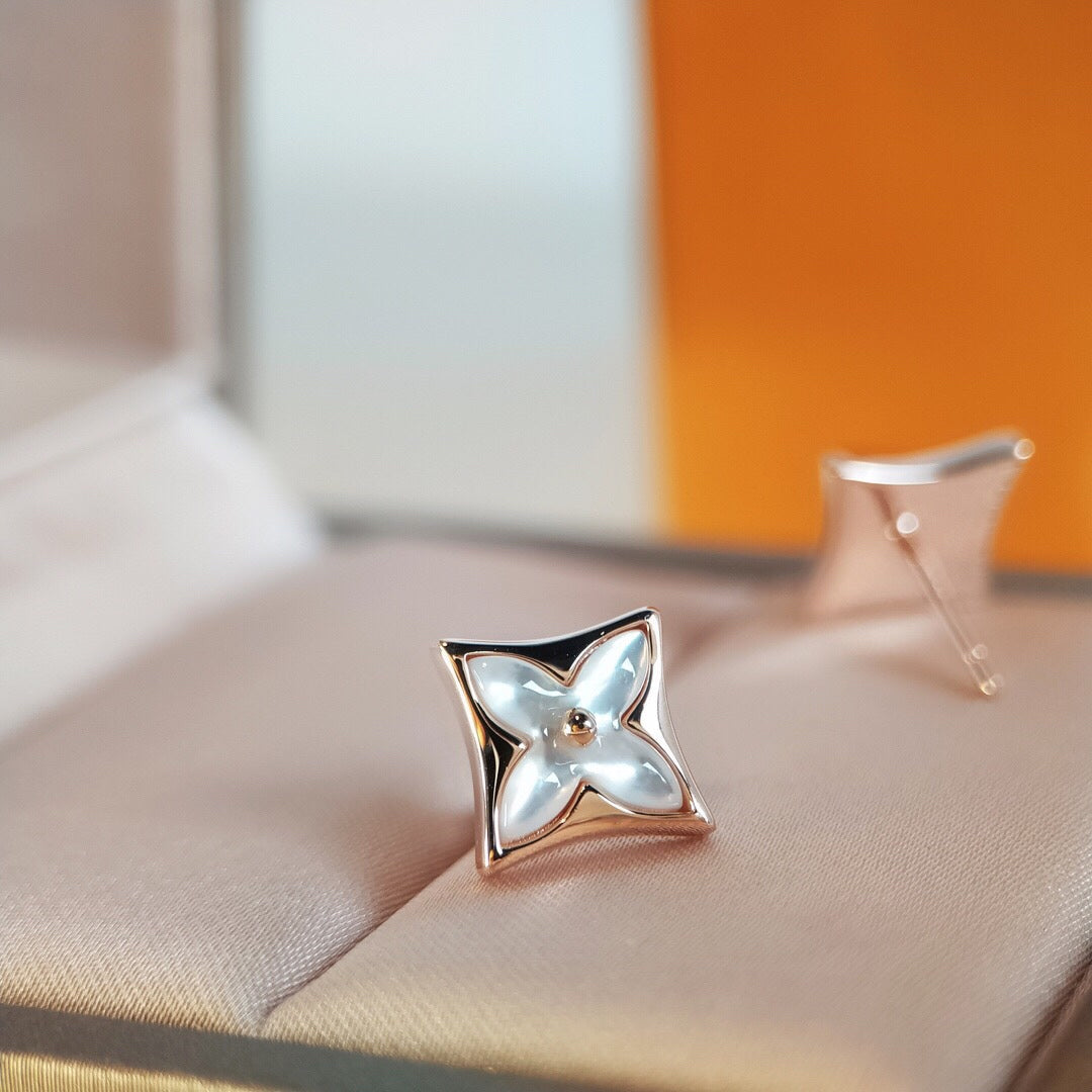 [Windsor Jewelry]STAR MOP PINK GOLD EARRINGS