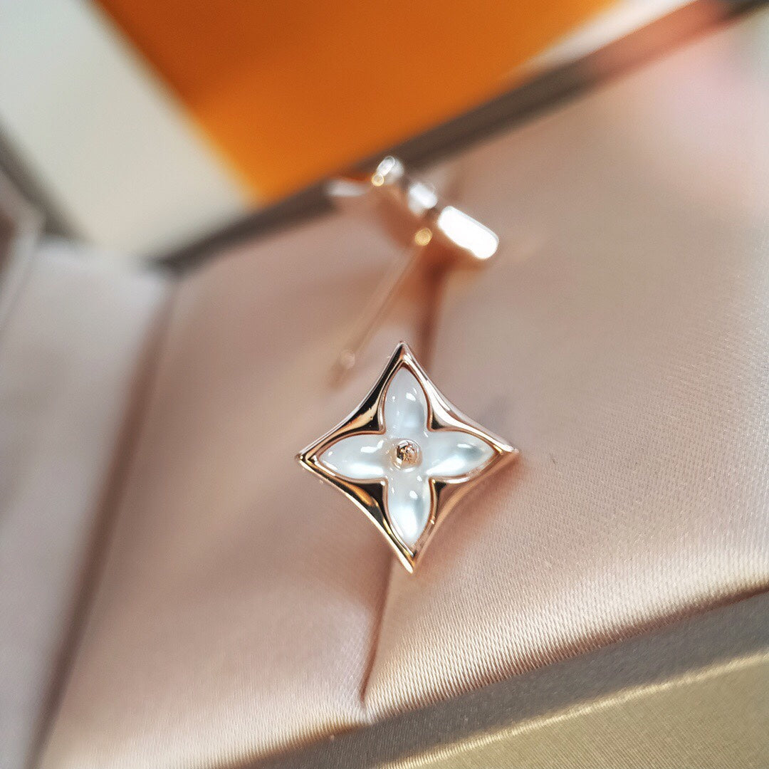 [Windsor Jewelry]STAR MOP PINK GOLD EARRINGS