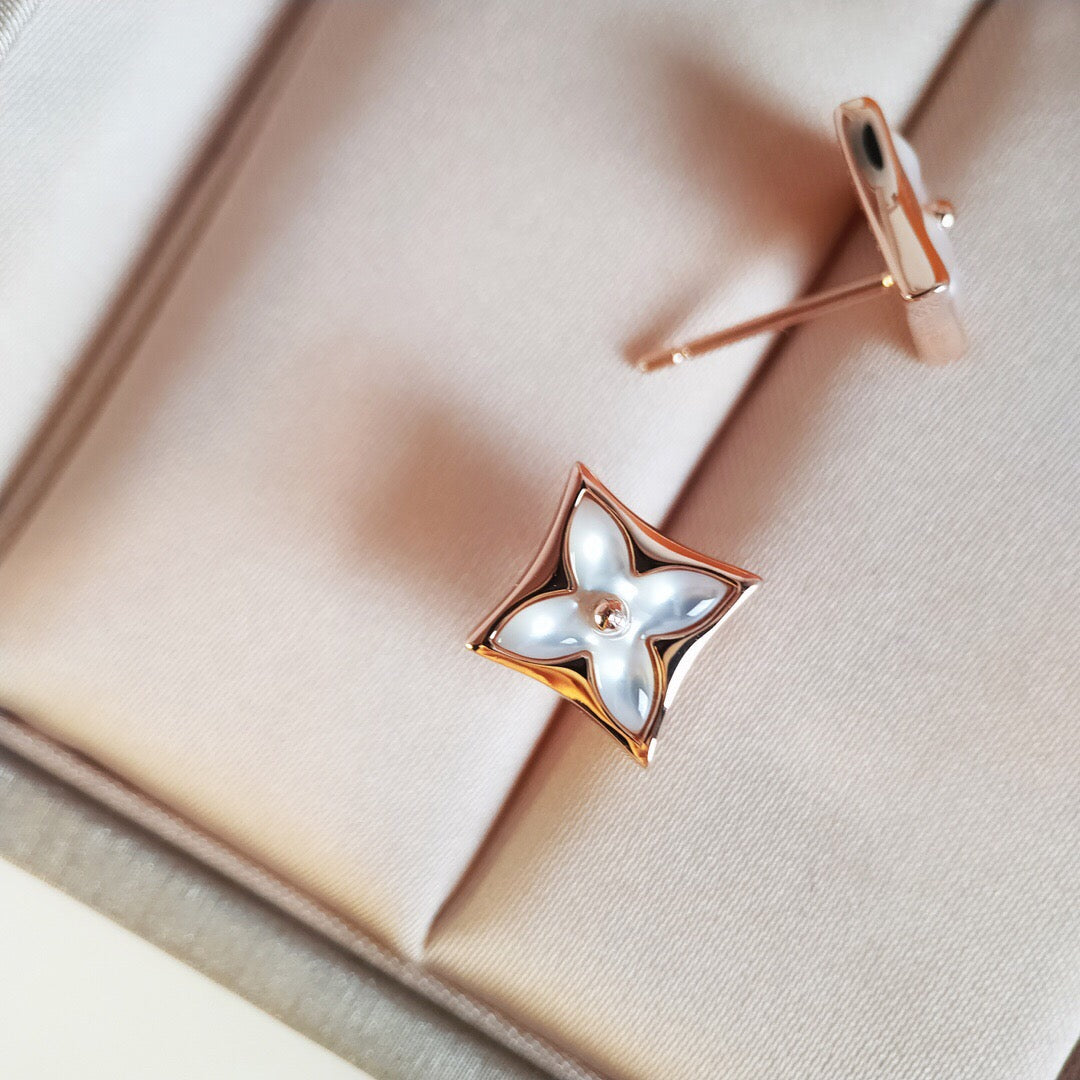 [Windsor Jewelry]STAR MOP PINK GOLD EARRINGS