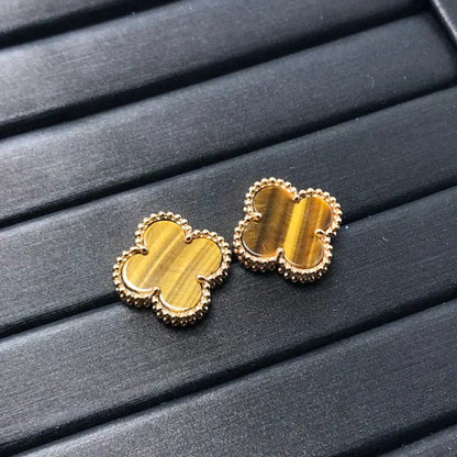 [Windsor Jewelry]CLOVER MEDIUM 1 MOTIFS TIGER EYE EARRINGS