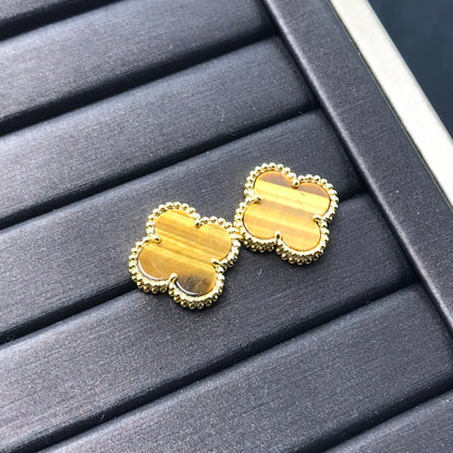 [Windsor Jewelry]CLOVER MEDIUM 1 MOTIFS TIGER EYE EARRINGS