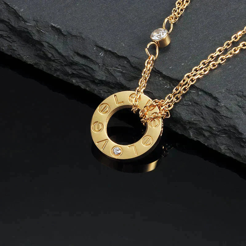[Windsor Jewelry]LOVE NECKLACE 16MM 2 DIAMONDS