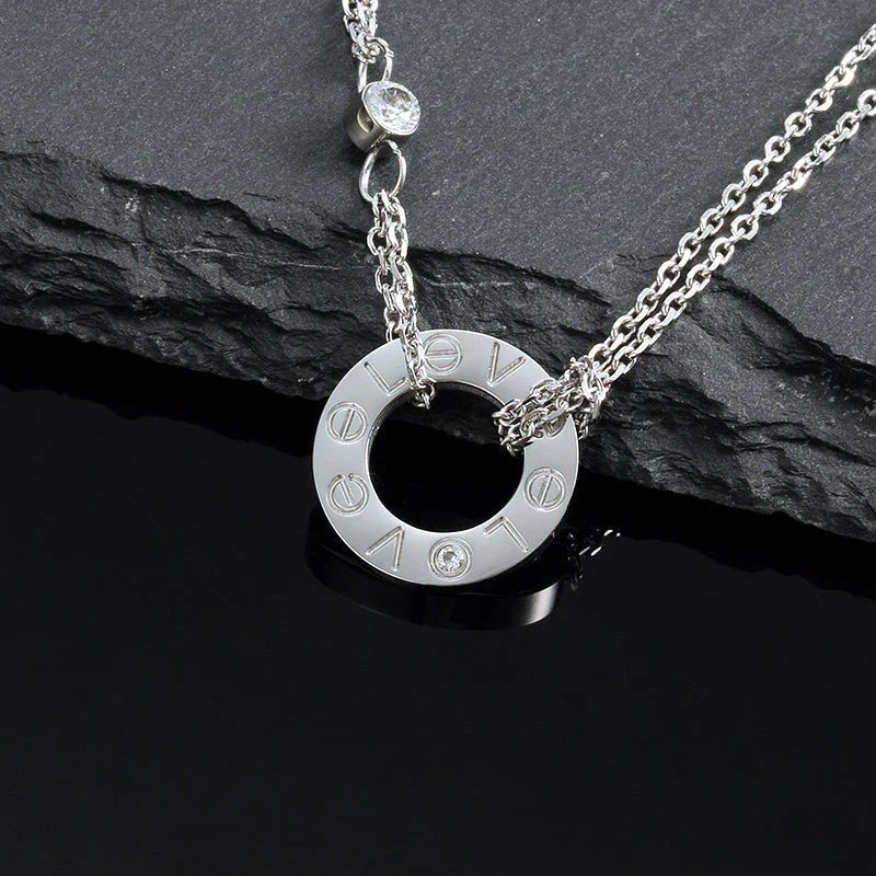 [Windsor Jewelry]LOVE NECKLACE 16MM 2 DIAMONDS
