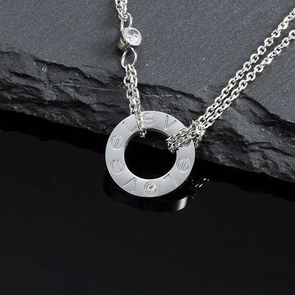 [Windsor Jewelry]LOVE NECKLACE 16MM 2 DIAMONDS