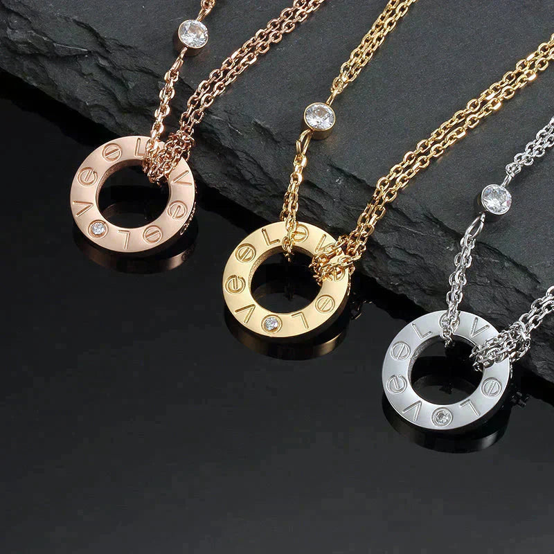 [Windsor Jewelry]LOVE NECKLACE 16MM 2 DIAMONDS
