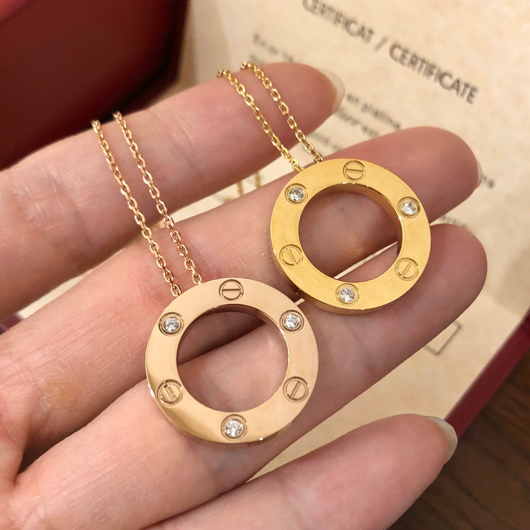 [Windsor Jewelry]LOVE NECKLACE 16MM 3 DIAMONDS