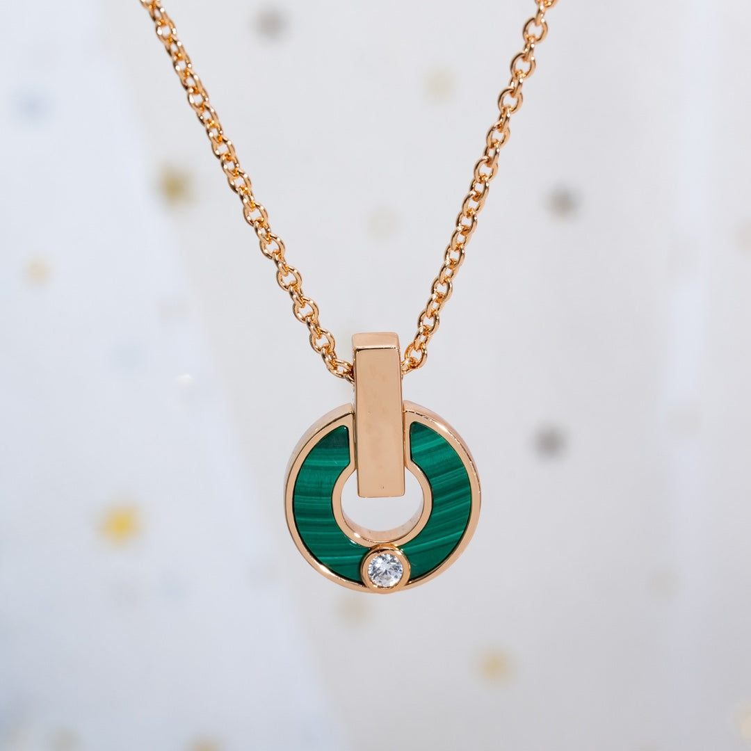 [Windsor Jewelry]GARI NECKLACE PINK GOLD MALACHITE