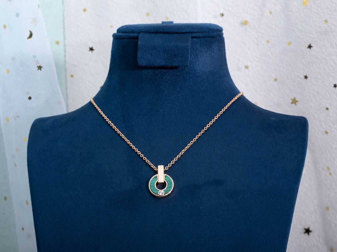 [Windsor Jewelry]GARI NECKLACE PINK GOLD MALACHITE