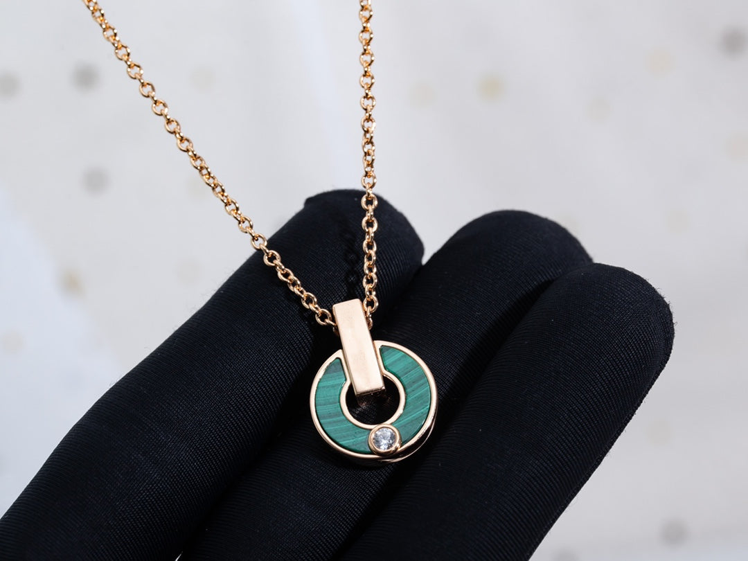 [Windsor Jewelry]GARI NECKLACE PINK GOLD MALACHITE