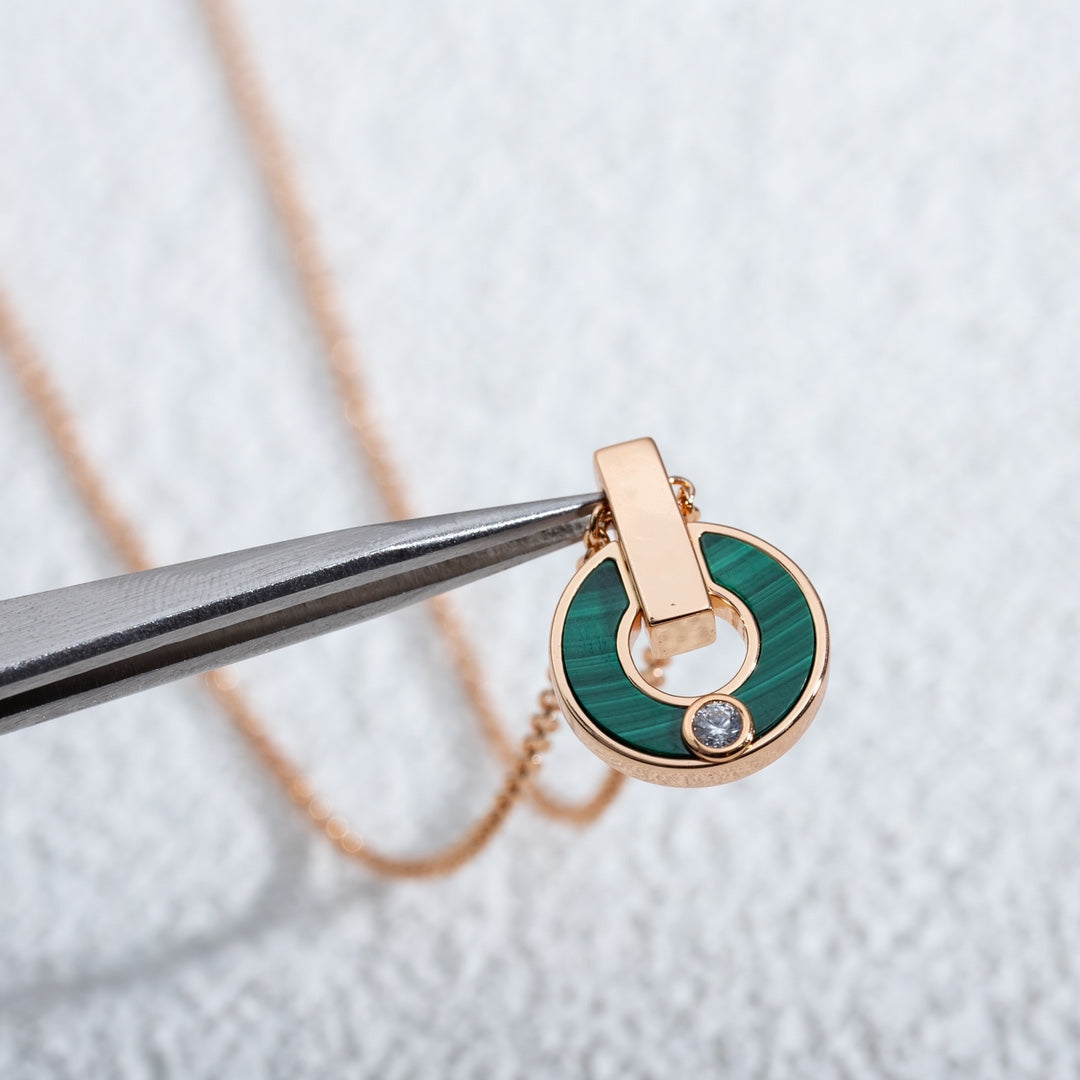 [Windsor Jewelry]GARI NECKLACE PINK GOLD MALACHITE