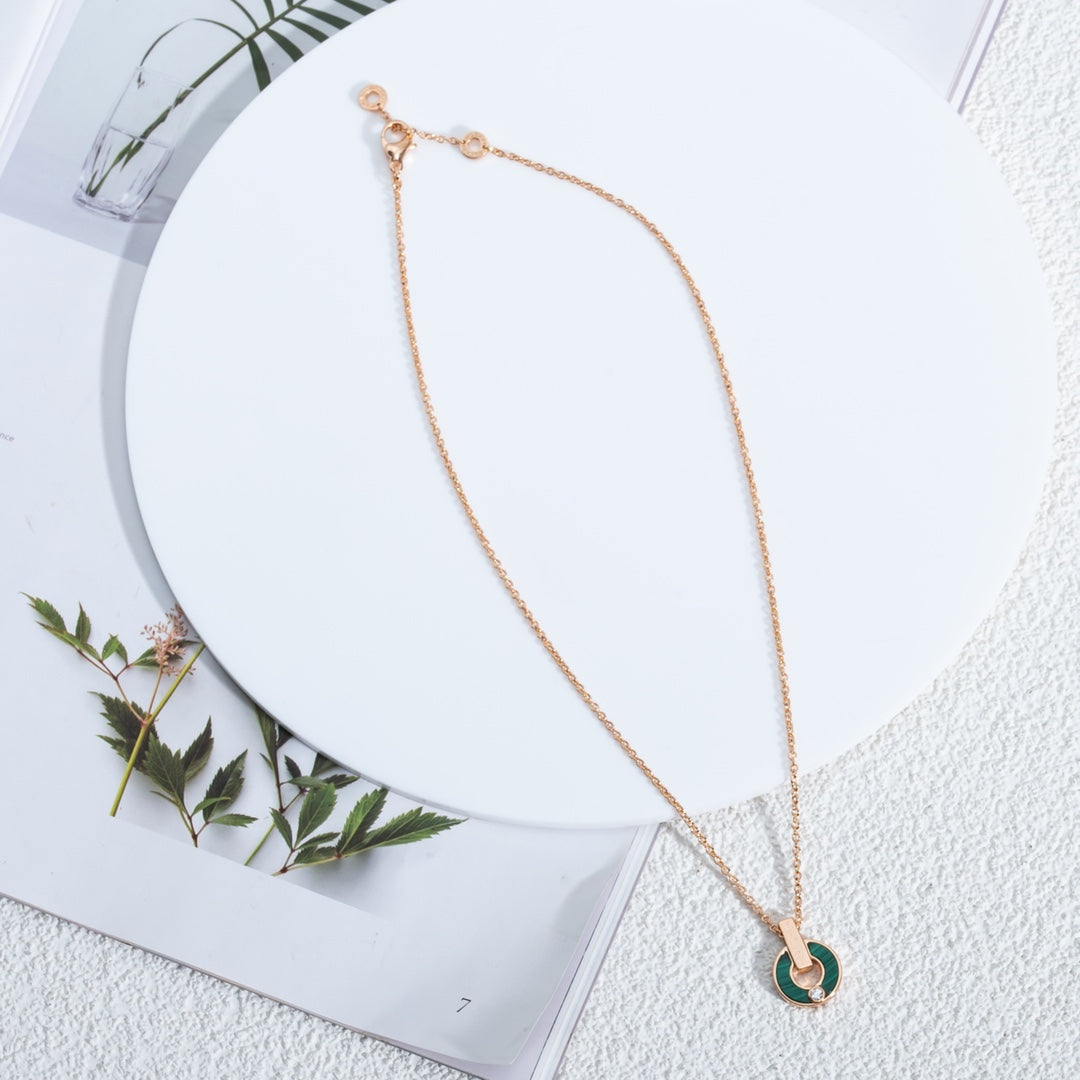 [Windsor Jewelry]GARI NECKLACE PINK GOLD MALACHITE