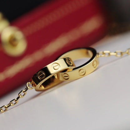[Windsor Jewelry]LOVE NECKLACE DOUBLE RING GOLD