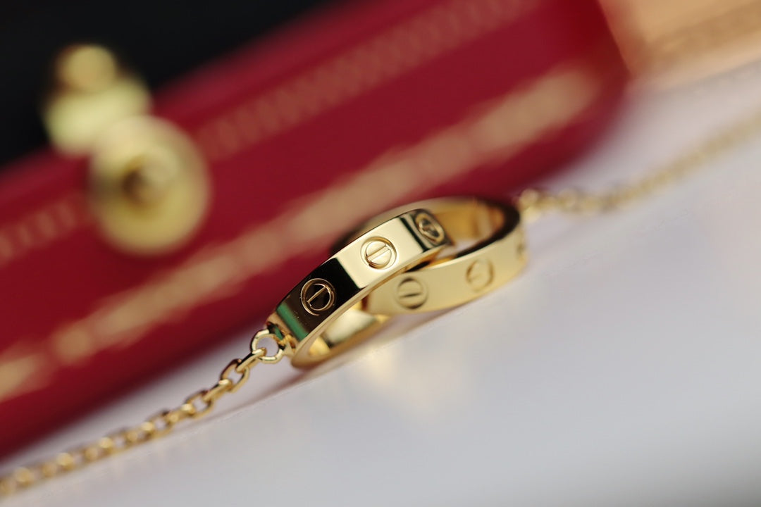 [Windsor Jewelry]LOVE NECKLACE DOUBLE RING GOLD