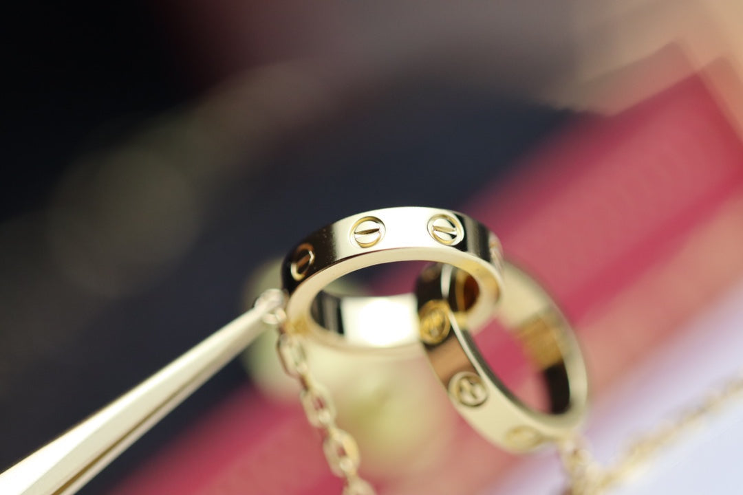 [Windsor Jewelry]LOVE NECKLACE DOUBLE RING GOLD