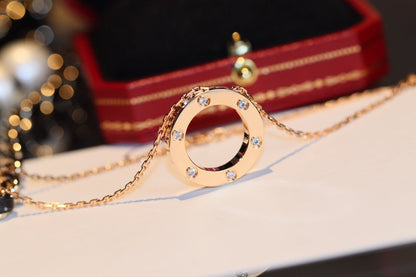[Windsor Jewelry]LOVE NECKLACE 16MM 6 DIAMONDS PINK GOLD