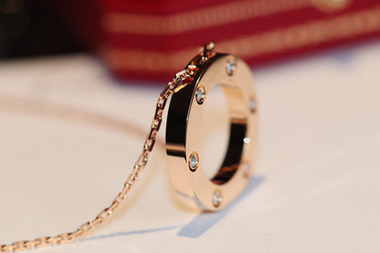 [Windsor Jewelry]LOVE NECKLACE 16MM 6 DIAMONDS PINK GOLD