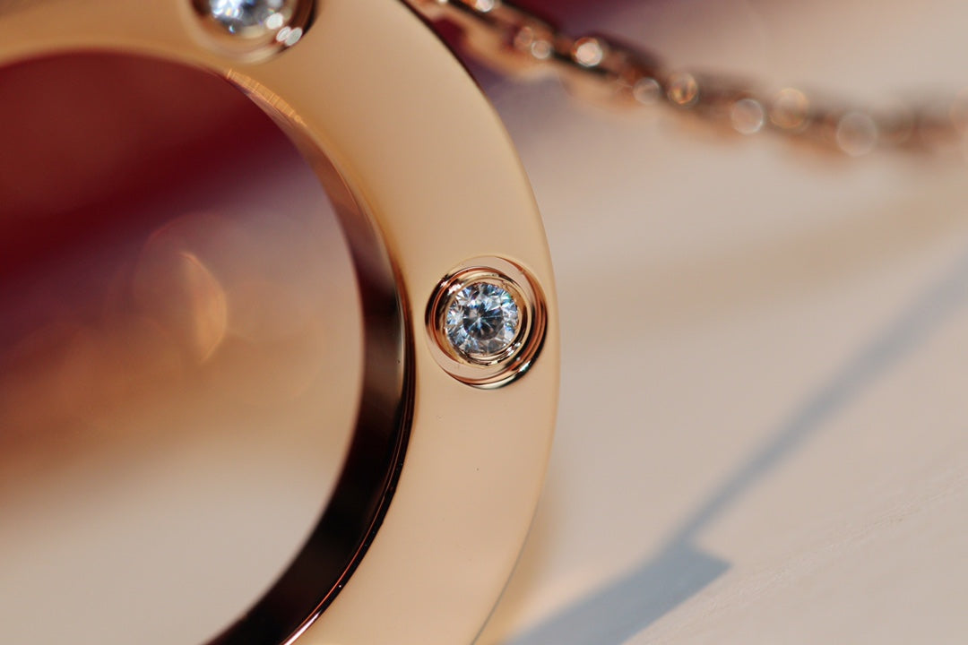 [Windsor Jewelry]LOVE NECKLACE 16MM 6 DIAMONDS PINK GOLD