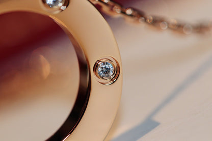 [Windsor Jewelry]LOVE NECKLACE 16MM 6 DIAMONDS PINK GOLD