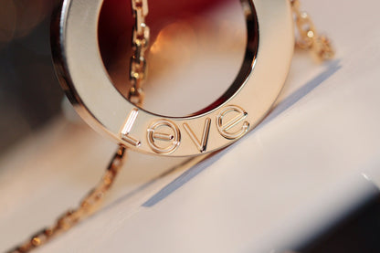 [Windsor Jewelry]LOVE NECKLACE 16MM 6 DIAMONDS PINK GOLD