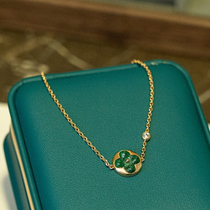 [Windsor Jewelry]SUN MALACHITE 1 DIAMOND PINK GOLD BRACELET