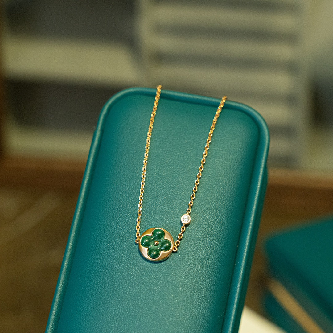 [Windsor Jewelry]SUN MALACHITE 1 DIAMOND PINK GOLD BRACELET