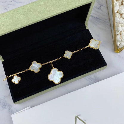 [Windsor Jewelry]MAGIC CLOVER MOP GOLD BRACELET 5 MOTIFS